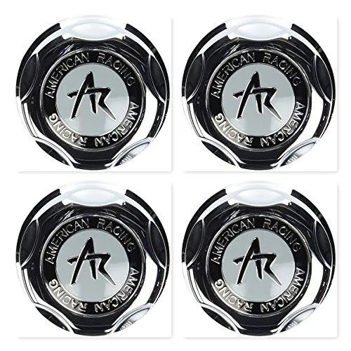 4 Pack American Racing 1342100S Snap-in Center Cap with Silver Logo