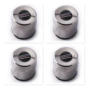 4 Pack American Racing 1425002SS Stainless Steel Push Thru Center Cap Wheel Caps 4.25