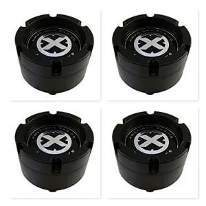 4 Pack American Racing ATX 391K132 8 Lug Black Snap In 2pc Wheel Center Cap