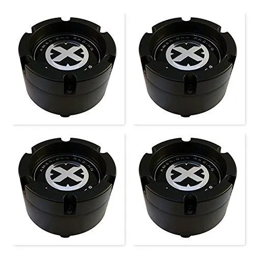 4 Pack American Racing ATX 391K132 8 Lug Black Snap In 2pc Wheel Center Cap
