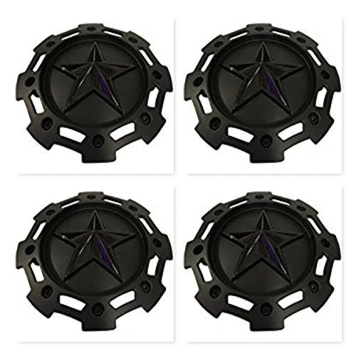 4 Pack KMC XD Series 811 Rockstar 2 Matte Black w Black Star Center Cap SC-198 SC-190