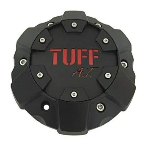 TUFF at C611901 C706901 Matte Black with Red Lettering Wheel Center Cap
