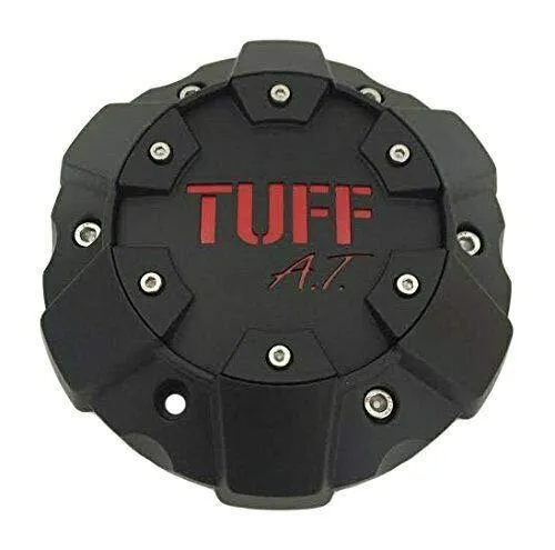 TUFF at C611901 C706901 Matte Black with Red Lettering Wheel Center Cap