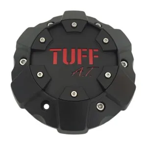 TUFF AT C611901CB3 Matte Black With Red Lettering Wheel Center Cap