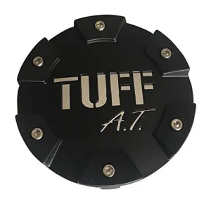 TUFF A.T. Wheels C611901 Matte Black Cap With Chrome Lettering Center Only